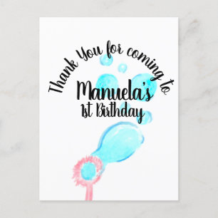 Watercolor Bubble Wand Pop Pop Pop Birthday Postcard