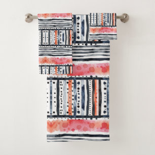 Watercolor bubbles and lines bath towel set