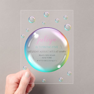 Watercolor bubbles Birthday Acrylic Invitations