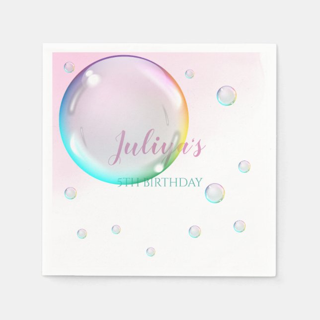 Watercolor bubbles Birthday Napkin (Front)