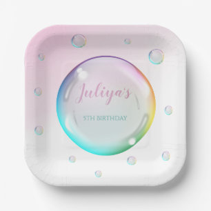 Watercolor bubbles Birthday Paper Plate