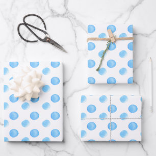 Watercolor  Bubbles Blue Hand Painted Pattern Wrapping Paper Sheet