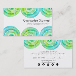 Watercolor Bubbles Housekeeping Cleaning Homes  Business Card