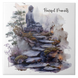 Watercolor Buddha Peaceful Moment Ceramic Tile