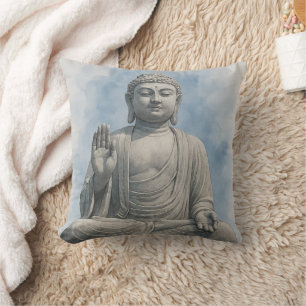 Watercolor Buddha Statue Zen Throw Pillow – Decor