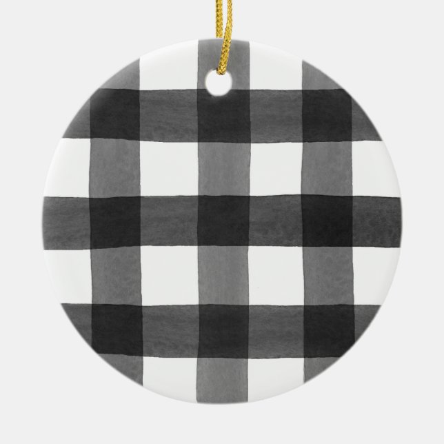 Watercolor Buffalo Plaid ornament (Front)
