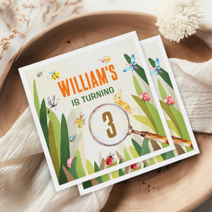 Watercolor Bug Insect Boy Birthday Napkin