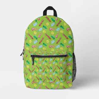 Watercolor Bugs Crawling in a Bright Green World Printed Backpack