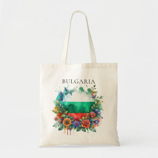 Watercolor Bulgarian Flag Floral Wreath Folklore Tote Bag