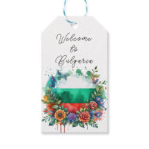 Watercolor Bulgarian Flag Floral Wreath Welcome 