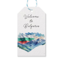 Watercolor Bulgarian Flag Mountains Welcome 