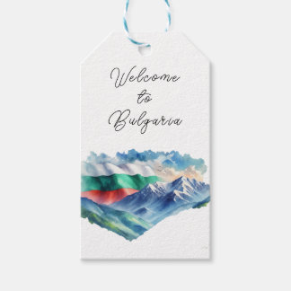 Watercolor Bulgarian Flag Mountains Welcome  Gift Tags