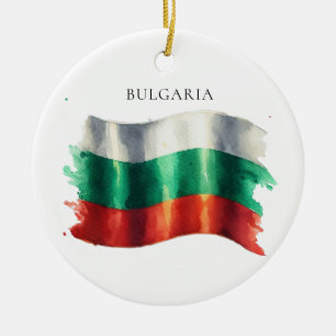 Watercolor Bulgarian Flag Nationalism Pride Ceramic Tree Decoration