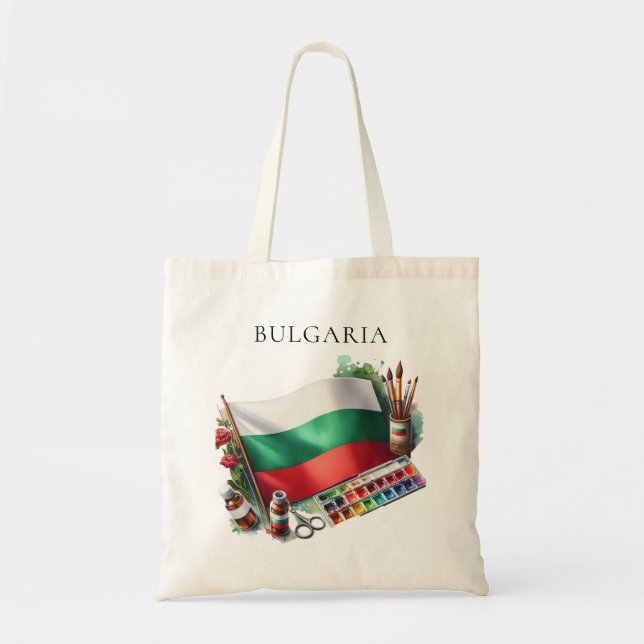 Watercolor Bulgarian Flag Paint Brushes   Tote Bag (Front)