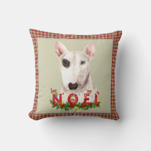 Watercolor Bull Terrier Noel Christmas  Cushion