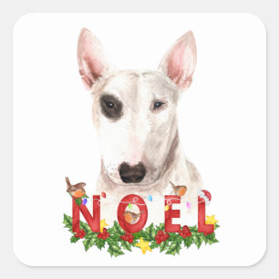 Watercolor Bull Terrier Noel Christmas   Square Sticker