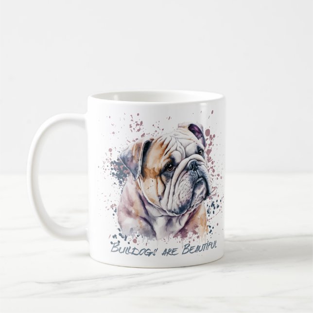 Watercolor Bulldog Coffee Mug (Left)