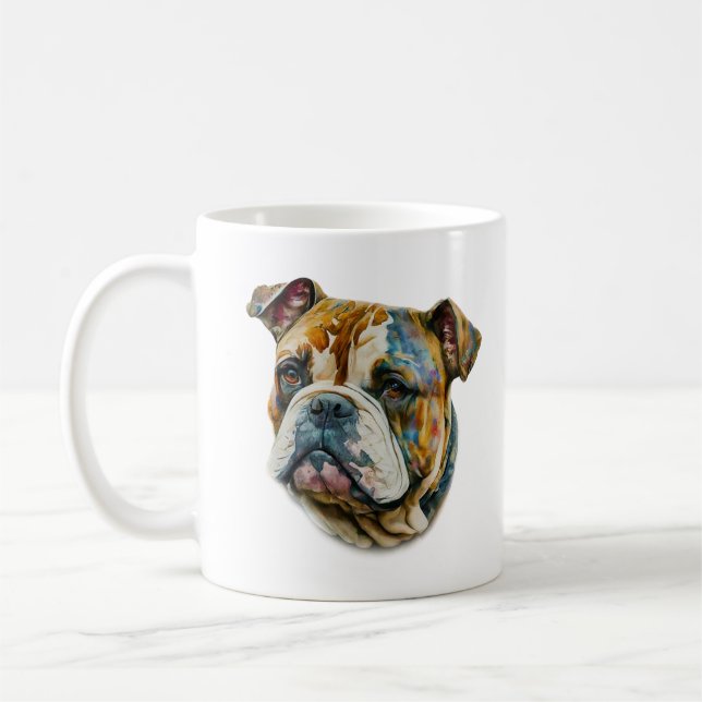 Watercolor Bulldog  Coffee Mug (Left)