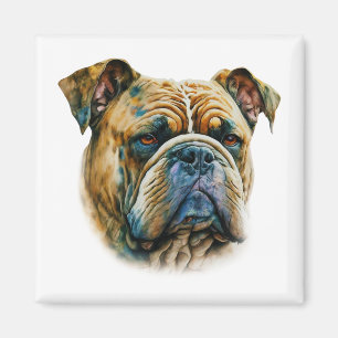 Watercolor Bulldog Magnet
