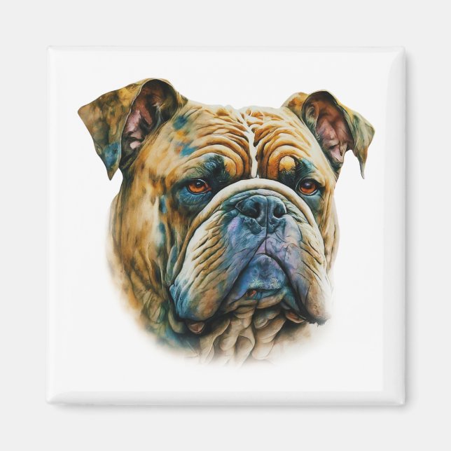 Watercolor Bulldog Magnet (Front)
