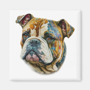 Watercolor Bulldog Magnet