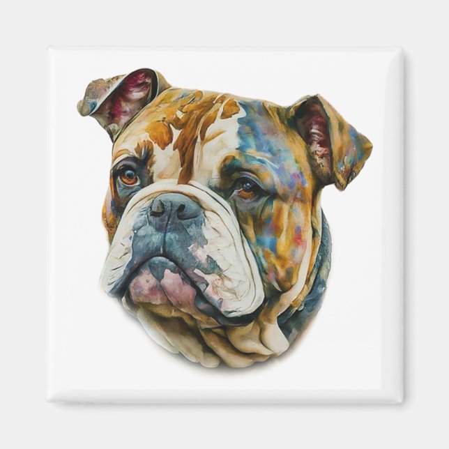 Watercolor Bulldog Magnet (Front)
