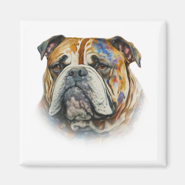 Watercolor Bulldog Magnet (Front)