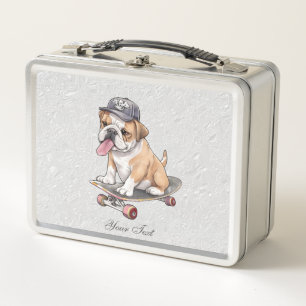 Watercolor Bulldog Metal Lunch Box