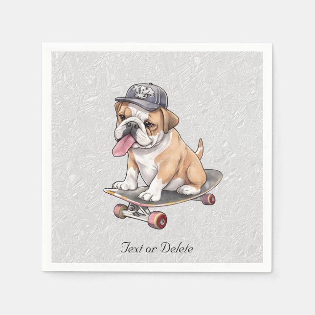 Watercolor Bulldog Napkins (Front)