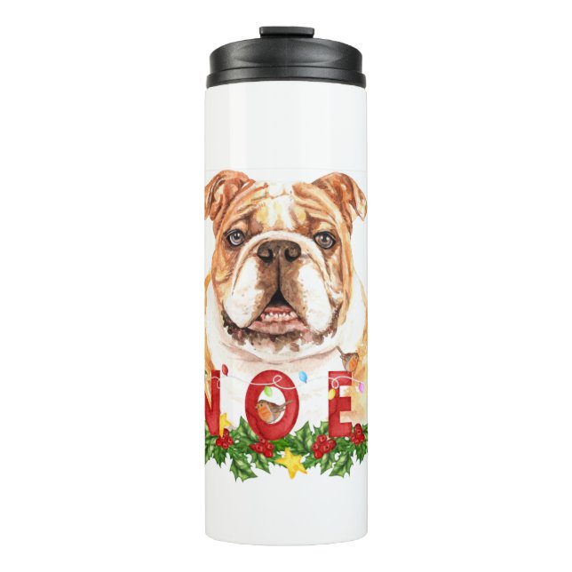 Watercolor Bulldog Noel Christmas   Thermal Tumbler (Front)