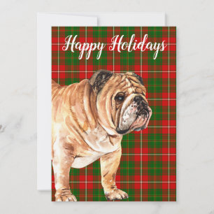 Watercolor Bulldog Personalised Custom Holiday Card