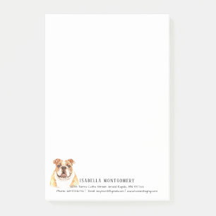 Watercolor Bulldog Personalised Post-It Notes