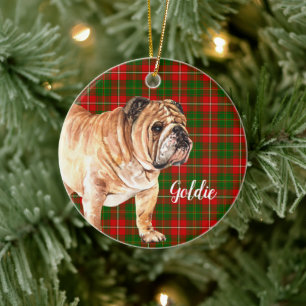 Watercolor Bulldog Personalized Ceramic Tree Decoration