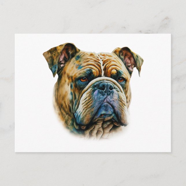 Watercolor Bulldog Postcard (Front)