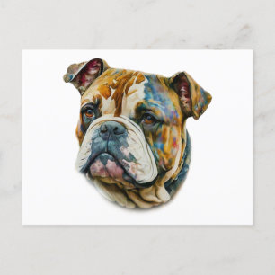 Watercolor Bulldog Postcard