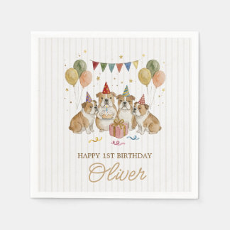 Watercolor Bulldogs Birthday Celebration Napkin