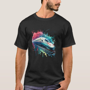 Watercolor Bullet Passenger Train T-Shirt