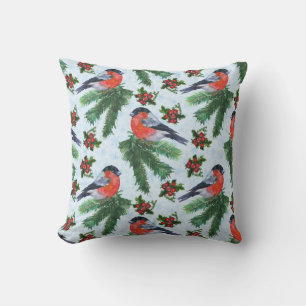 watercolor bullfinch cushion