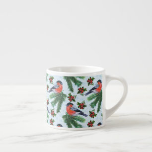 watercolor bullfinch espresso cup