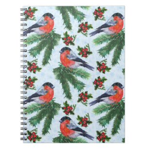 watercolor bullfinch notebook