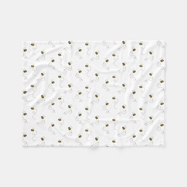 Watercolor Bumblebee Baby Fleece Blanket (Front (Horizontal))