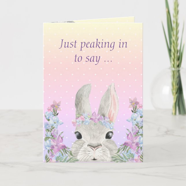 Watercolor Bunnies In Flower Gardens - Easter Card (Front)
