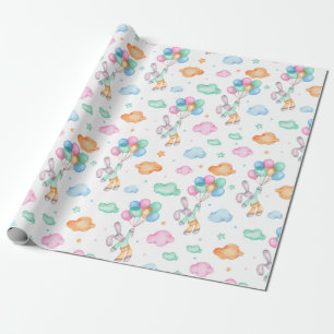 Watercolor Bunnies Wrapping Paper