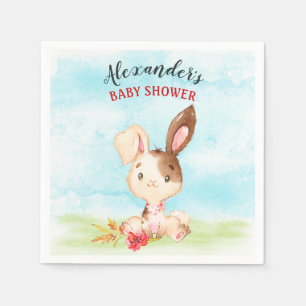 Watercolor Bunny Baby Shower Farm Napkin