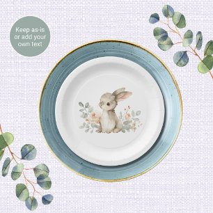 Watercolor Bunny Baby Shower Paper Plates