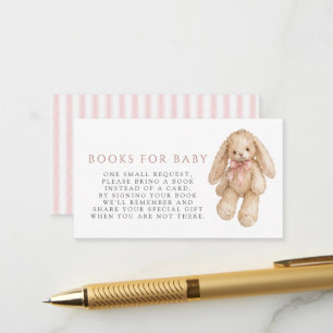 Watercolor Bunny Blush Pink Bow Books For Baby Enclosure Card