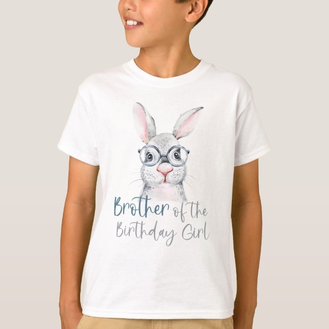 Watercolor Bunny Brother of the Birthday Girl T-Shirt (Front)
