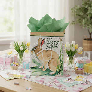 Watercolor bunny custom Easter Medium Gift Bag