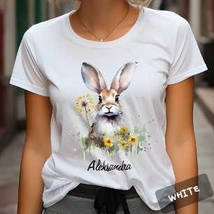 Watercolor Bunny Dandelion Personalised Tshirt
