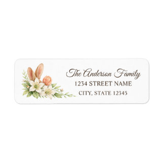 Watercolor Bunny Ears Floral Easter Return Labels